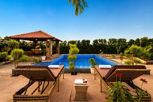 Bhiwadi Villa | Royal Green Farm Pet-friendly 2-BHK Countryside Farmhouse with Private Pool, Gazebo and Garden