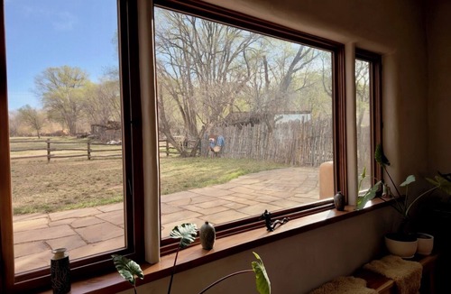 Taos House | Stunning Taos Adobe Estate on 5 Acres: Mountain Views, Fire Pit and Art.