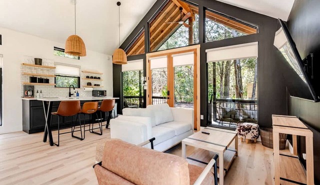 Tranquil Modern Cabin with Friendly Farm Animals & Pond Views Near Cedar Creek, Texas in Cedar Creek