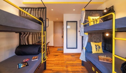 Bed in 4 Bed Mixed Dormitory with Balcony and Hill View
